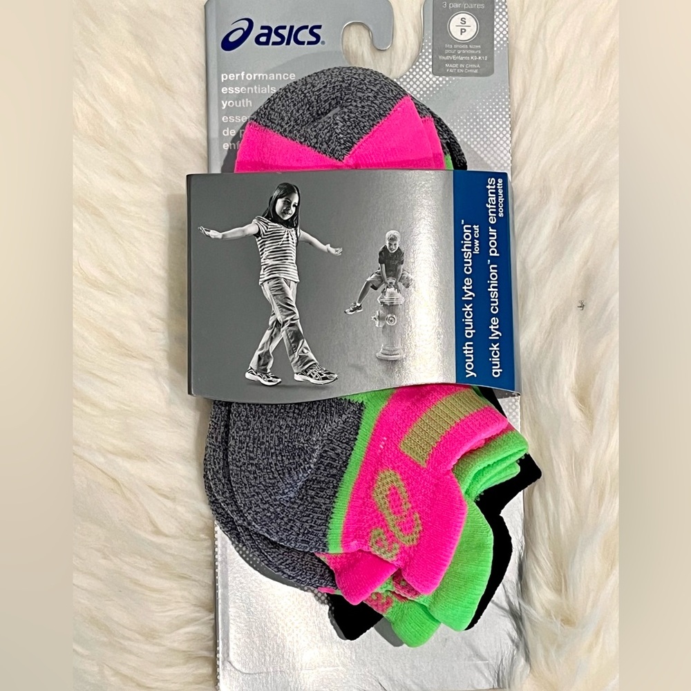 NWT-6 Pairs ASICS Youth Quick Lyte Cushion Low Cut Socks-Sz S (K9-K12)(Age 3-5) - Picture 2 of 9